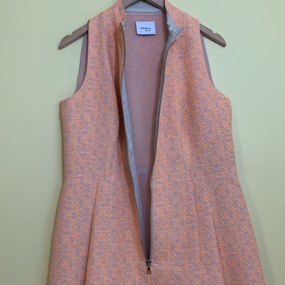 Akris Punto | Orange Zip Front Lined Pocket Fit & Flare Midi Sleeveless Dress 10 - Picture 9 of 17